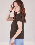Organic Vintage Tee in Espresso Brown side view on Hana