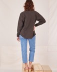 Back view of Oversize Overshirt in Espresso Brown worn by Alex