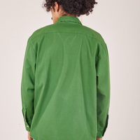 Back view of Oversize Overshirt in Lawn Green worn by Jesse