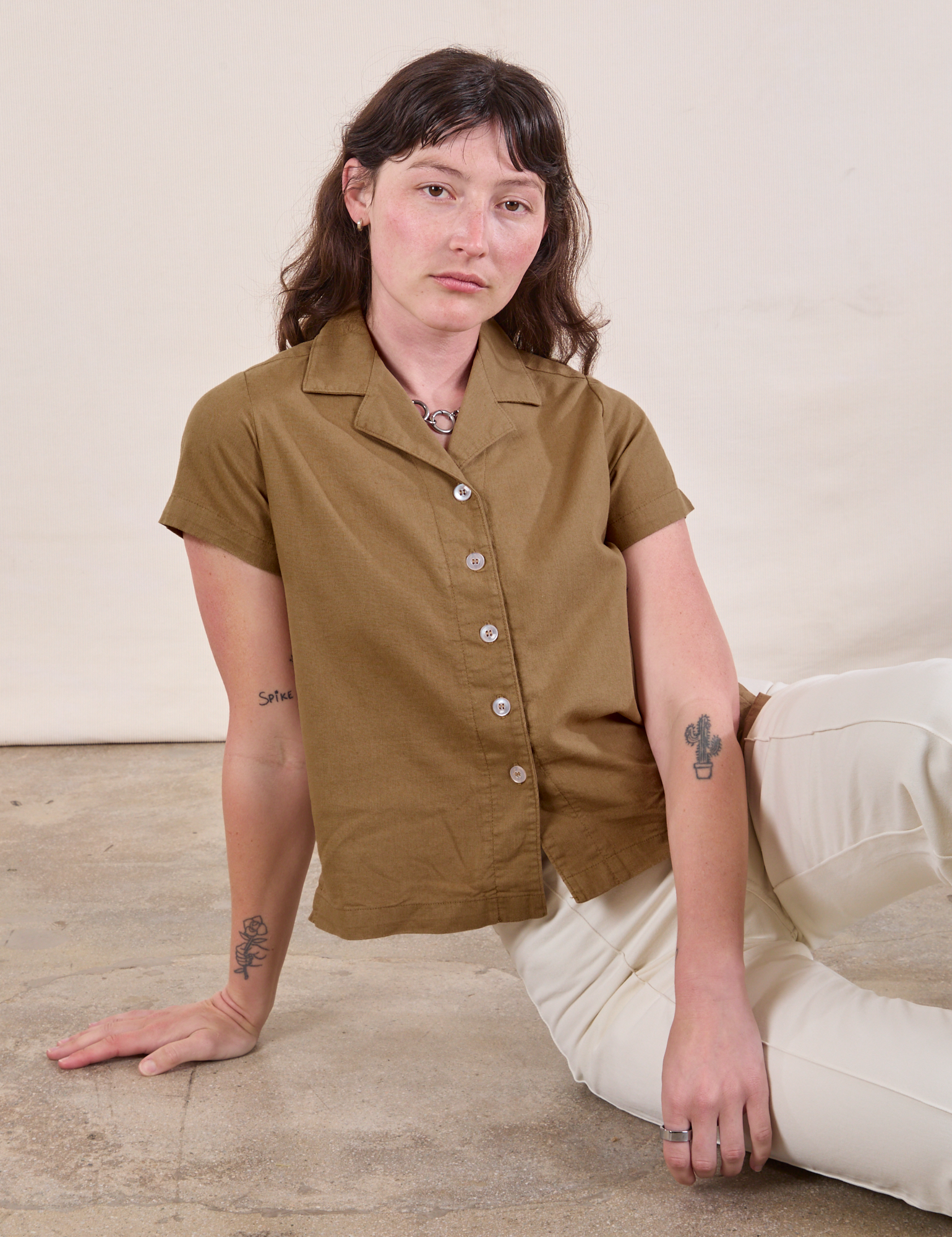 Pantry Button-Up in Desert Brown on Alex