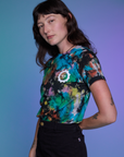 Classic Tee in Rainbow Magic Waters side view on Alex