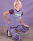 Vintage Tee in Grape Soda and Paintstamped Work Pants in Grape on Madeline