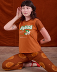 Vintage Tee in Orange Soda and Paintstamped Work Pants in Orange on Alex