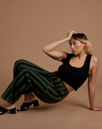 Black Stripe Work Pants in Evergreen worn by Tiara