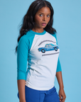 Taxi Raglan Tee in San Francisco angled front view on Kandia