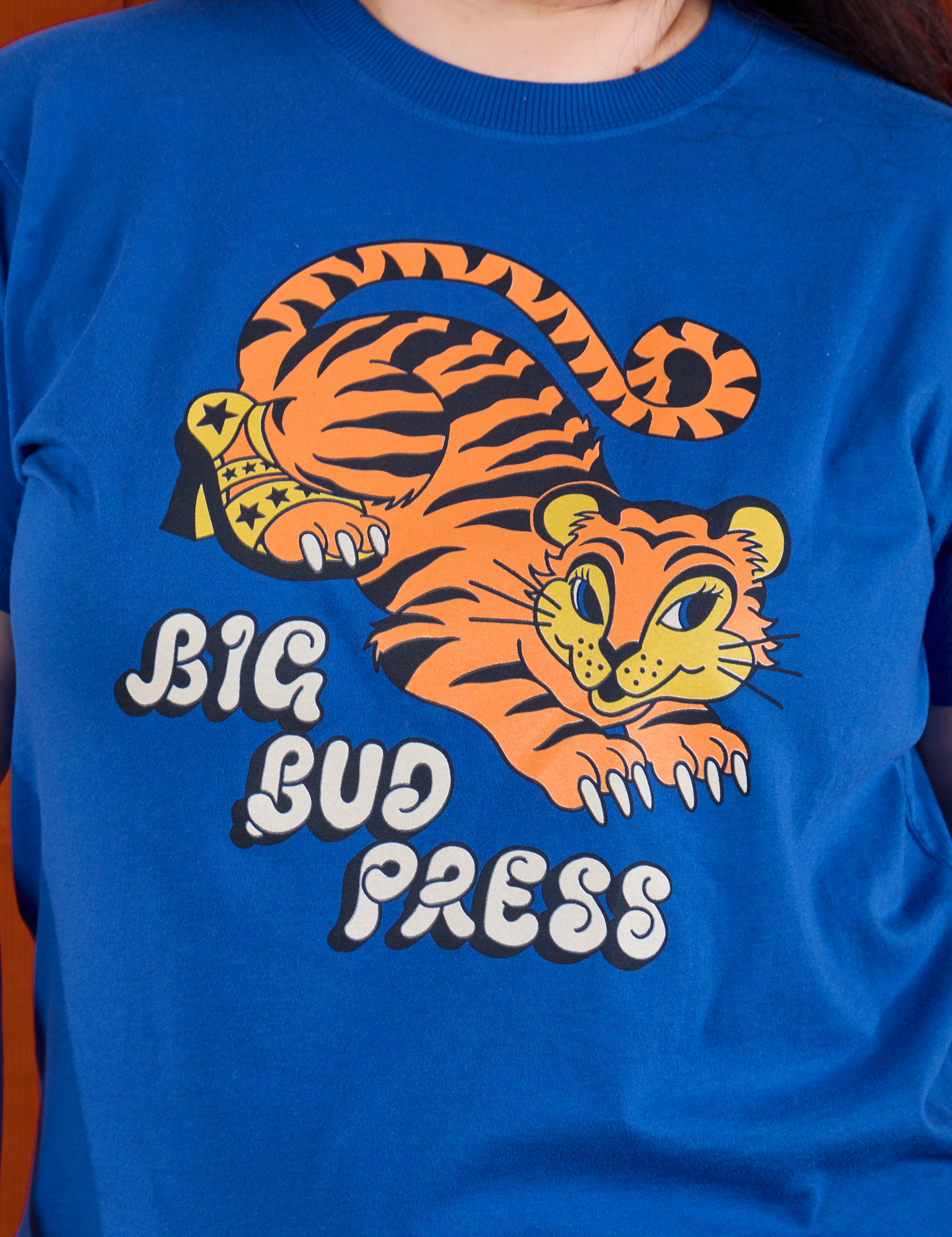 BBP Tiger Tee close up on Ashley