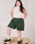 Ashley is 5’7” and wearing 1XL Trouser Shorts in Swamp Green