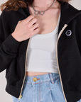 Cropped Zip Hoodie - Basic Black