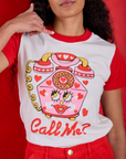 Vintage Tee in Call Me front close up on Shahana