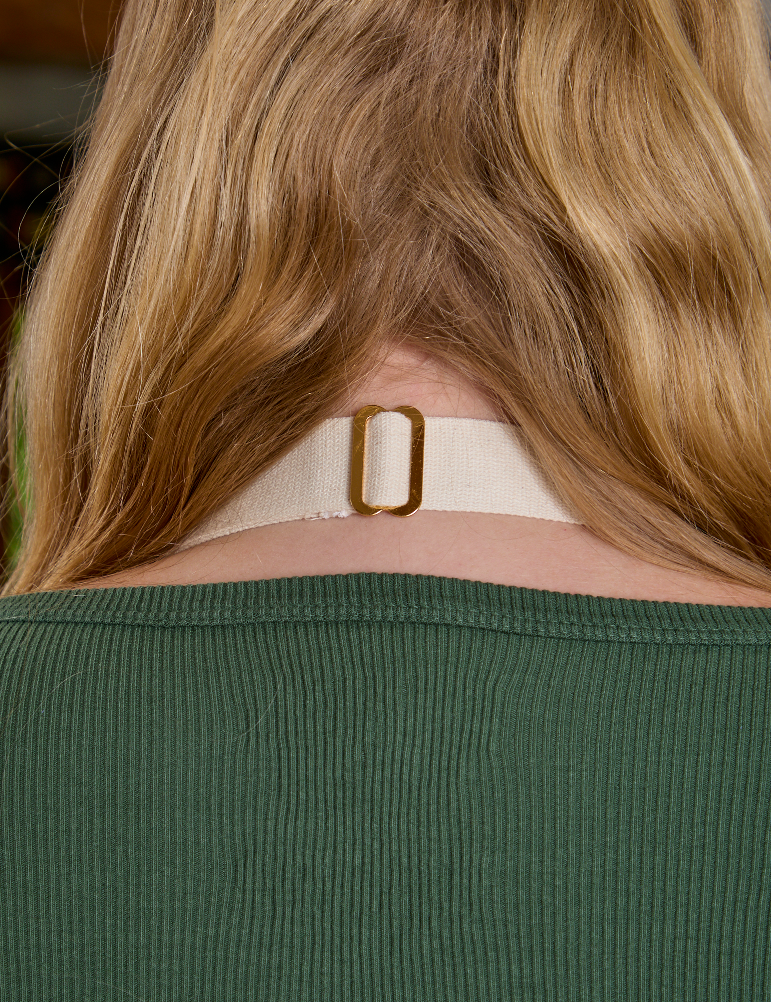 Close up of neck strap