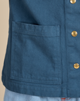 Close up of Denim Work Jacket in French Blue front pocket