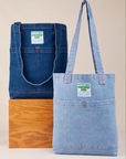 Denim Everyday Tote Bag in dark and light wash