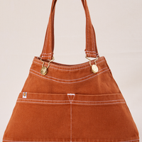 Overall Handbag in Burnt Terracotta with handle straps standing up