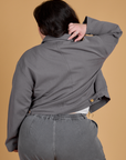 Heritage Mechanic Jacket in Washed Grey back view on Ashley