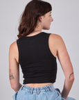 Cropped Tank Top in Basic Black back view on Alex