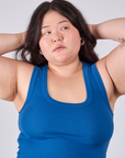 Cropped Tank Top in Royal Blue close up on Ashley