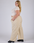 Pleated Pull-On Pants - Vintage Off-White