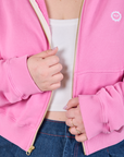 Cropped Zip Hoodie - Bubblegum Pink