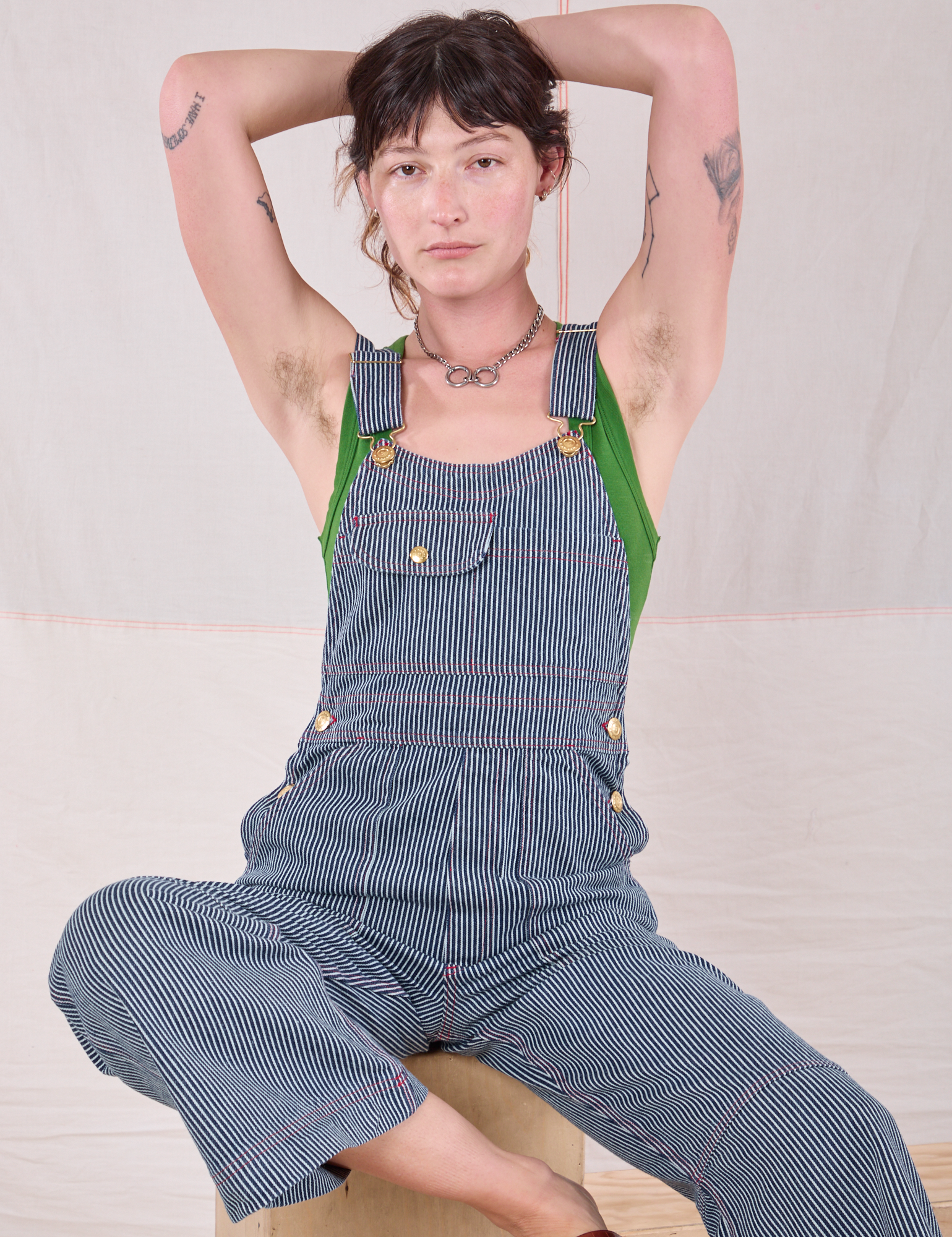 Carpenter Overalls in Railroad worn by Alex