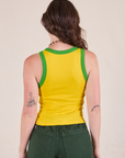 Colorblock Cropped Tank in Golden Yellow back view on Alex