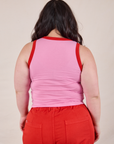 Colorblock Cropped Tank in Bubblegum Pink back view on Ashley