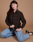 Cropped Corduroy Overshirt - Espresso Brown