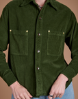 Cropped Corduroy Overshirt - Evergreen