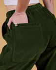 Corduroy Drop Pocket Cargo Pants - Evergreen