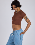 Cropped Baby Tee - Fudgesicle Brown