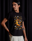 Angled front view Vintage Tee in Moon & Witch on Anthony