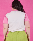 Back view of Anniversary Tee in Pink Poppy on Ashley