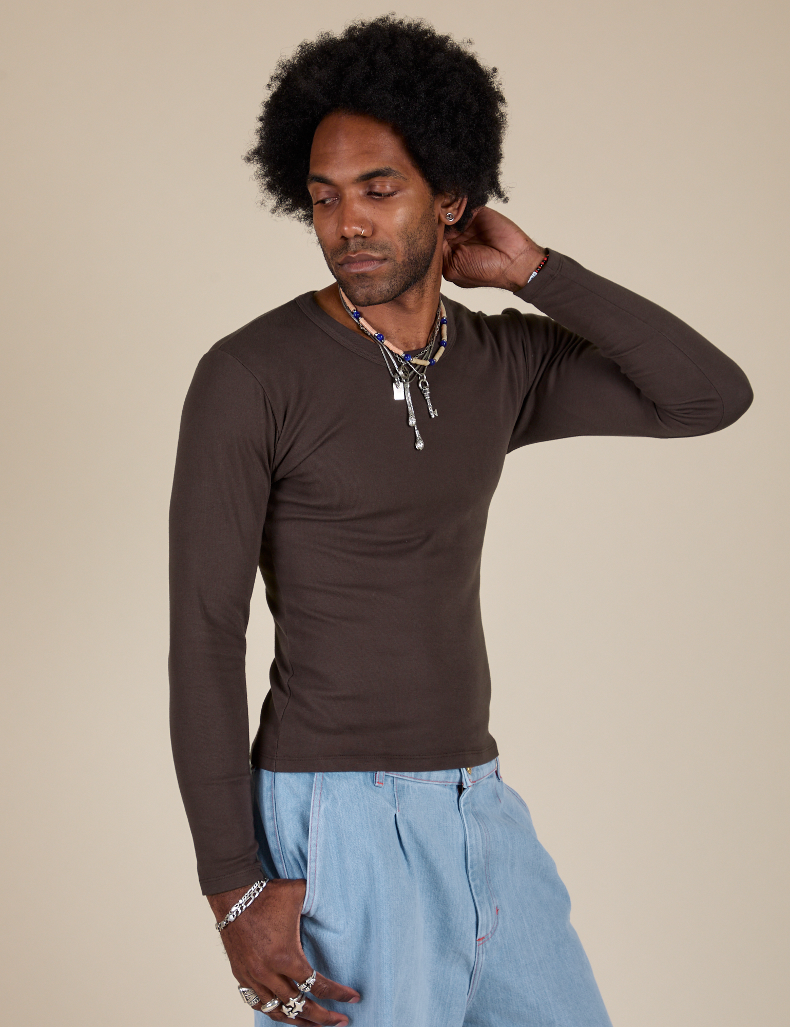 Long Sleeve Baby Tee - Espresso Brown