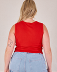 Muscle Tee in Mustang Red back view on Lish