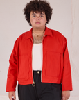 Mechanic Jacket in Mustang Red on Miguel
