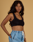 Contrast Stitch Mini Tank - Basic Black