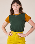 Mismatched Tee - Green & Mustard
