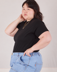 Organic Vintage Tee in Basic Black side view on Ashley