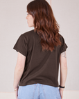 Organic Vintage Tee in Espresso Brown back view on Hana