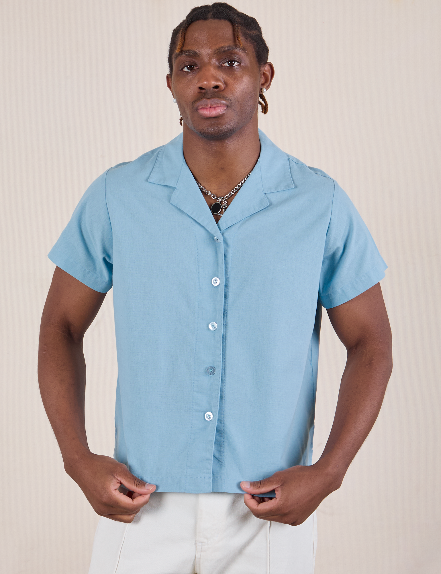 Pantry Button-Up in Baby Blue on Isaac
