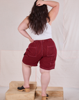 Railroad Carpenter Shorts in Mustang Red back view on Ashley
