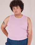 Miguel is 6'0" and wearing 1XL Muscle Tee in Lilac
