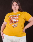 Marielena is 5'8" and wearing L Wicker Park Tourist Tee