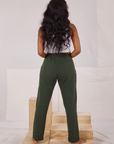 Rolled Cuff Sweat Pants in Swamp Green back view on Kandia