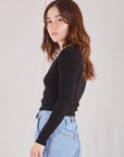 Wrap Top in Basic Black side view on Hana