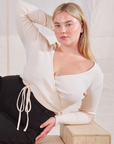 Lish is wearing Wrap Top in Vintage Tee Off-White