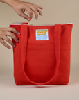 Over-Shoulder Zip Mini Tote in Mustang Red