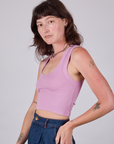Cropped Tank Top in Lilac side view on Alex