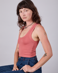 Cropped Tank Top in Raspberry Sorbet side view on Alex