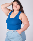 Cropped Tank Top in Royal Blue angled front view on Ashley