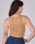 Cropped Tank Top in Tan back view on Alex